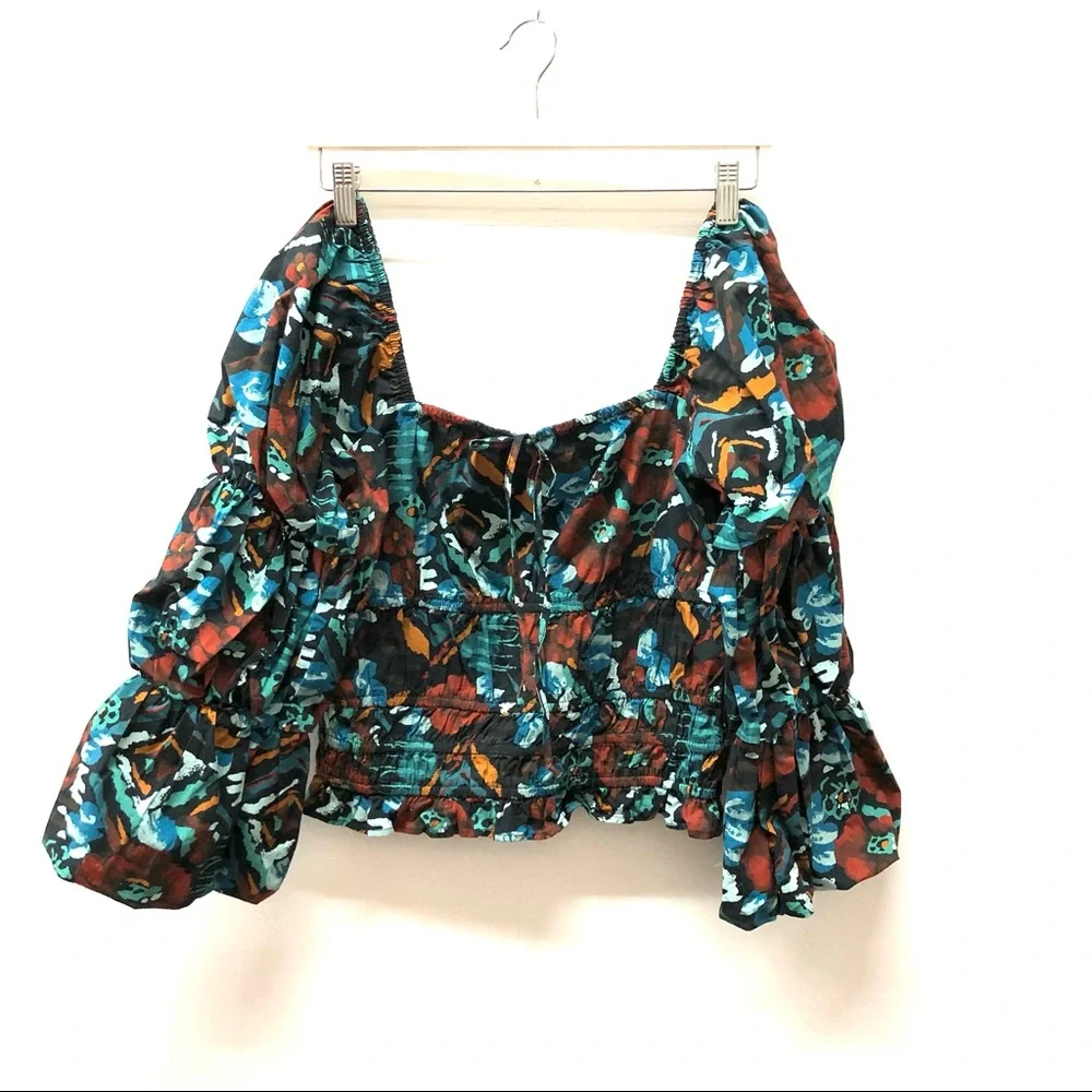 Porridge Tiered Poplin Blouse Floral Anthropologie Size M - Picture 2 of 9